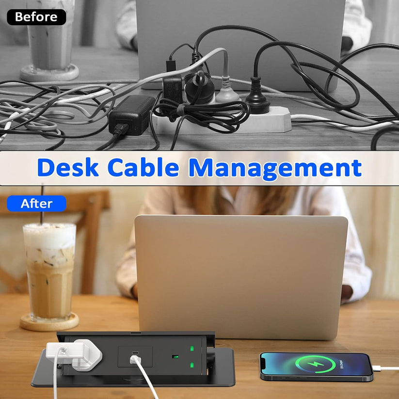 Recessed Desk Power Socket USB C, Ohuo Pop up Sockets for Worktops Hid ...